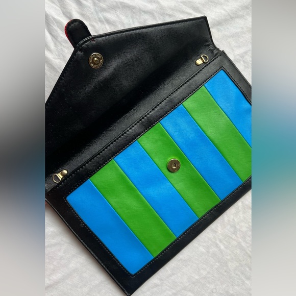 Women’s Blue, Green, Black, and Red Party Clutch with gold Detail - Picture 5 of 6